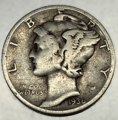 1936-D Mercury Dime 10c Good Circulated Condition 90% Silver US Coin - 3251