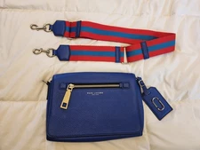 Marc Jacobs Blue Gotham Leather Crossbody Bag with Wide Strap