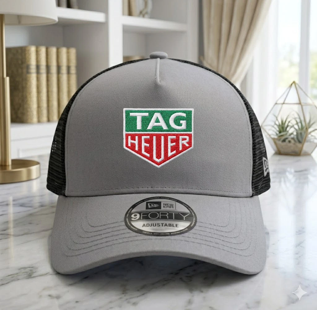 TAG Heuer Logo Embroidered Trucker Hat Snapback Adjustable Baseball Cap Mesh
