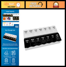 7-Day AM/PM Pill Organizer, Large Compartment Vitamin  Medicine Case, Black/Cle