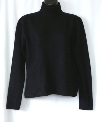 GIORGIO ARMANI Black Mock TrtlNck Cashmere Swtr 37 In Chst 22 In Lng Sz 10 EXC