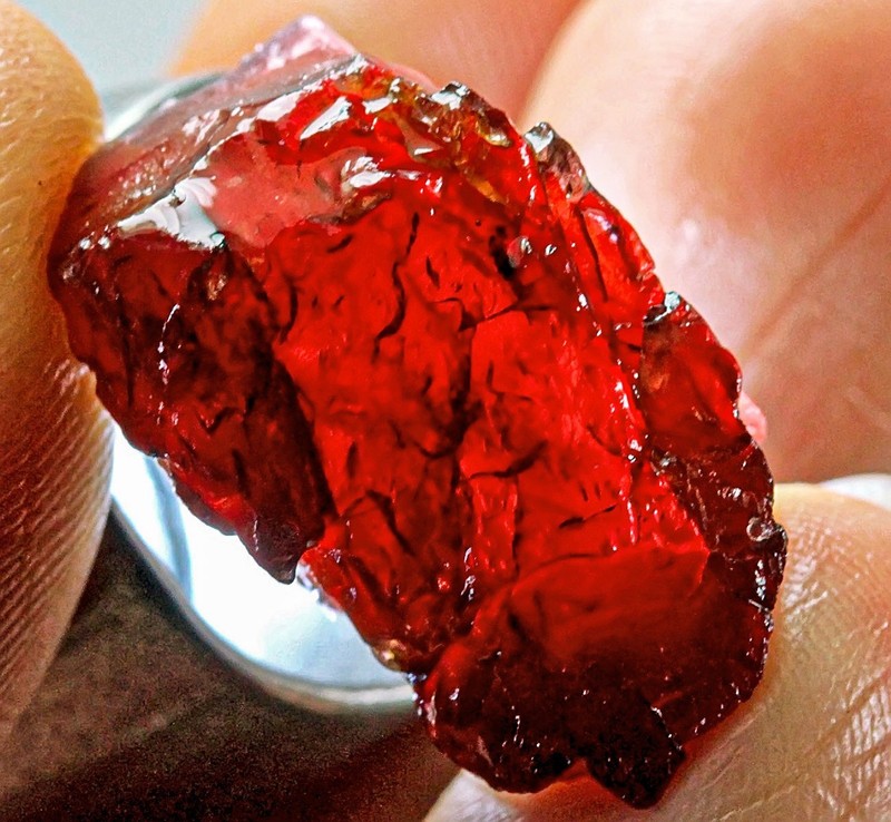34.5Ct Natural Mozambique Red Garnet Rhodolite Facet Rough Specimen YHEA50
