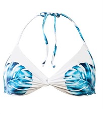 NWT Pilyq Wailea S Palm Kai Twist Front Halter Bikini Swim Top 98850