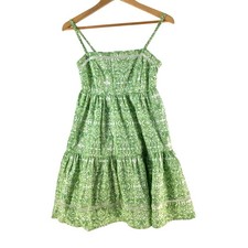 Dotti Dress Womens 8 Green Floral Square Neck Strappy Fit Flare Midi 133319