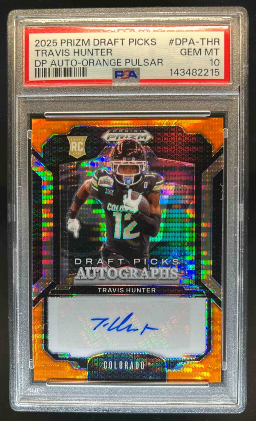 Travis Hunter Panini Prizm Draft Picks Draft Picks Autographs #DPATHR Orange Pulsar