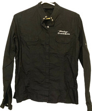 Harley Davidson Womens Large Lightweight Windbreaker Jacket Roll Tab Sleeves