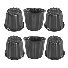 Canele Mold, Cannele Muffin Cup, 6Pcs Non-Stick Cannele Mould Gray-Black9681