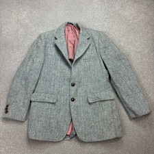 Harris Tweed Jacket Adult 40R Grey Country Hunting Outdoors Weave Blazer Mens