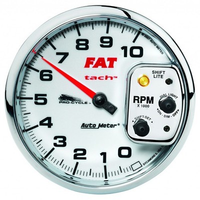AutoMeter Tachometer Gauge Shift- Lite | 2/4 Cylinder | White | Pro-Cycle | 5in