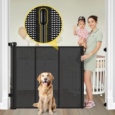 Reinforced 42 Extra Tall Retractable Baby Gates W/ Rods Extends up to 60 Wide