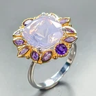 Vintage ring Natural Lavender Quartz Ring 925 Sterling Silver Size 8 /R469136