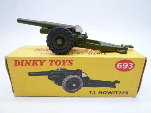 VINTAGE DINKY TOYS 693 7.2 HOWITZER FIELD GUN IN ORIGINAL BOX 1958-67
