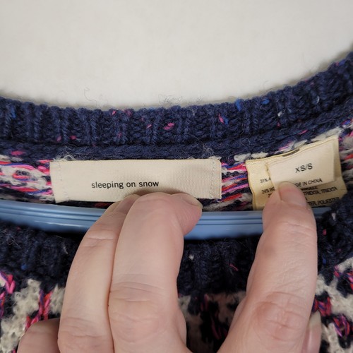 Nuevo Sleeping on Snow Anthroplogía Midland Azul Fair Isle Poncho Suéter Talla XS/S - Imagen 4 de 11