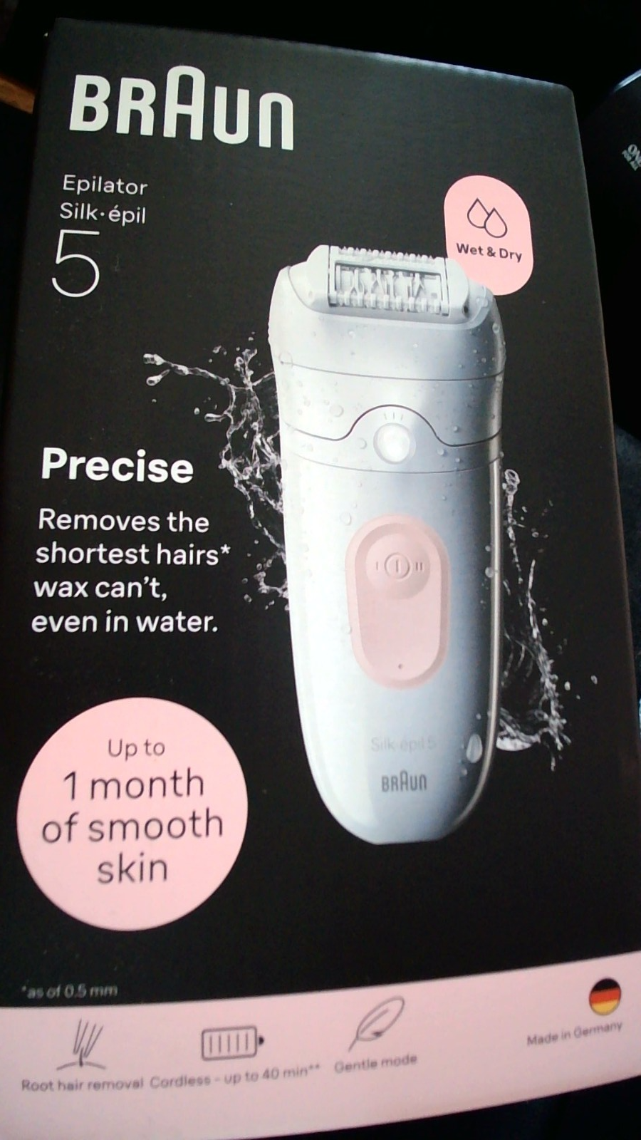 Braun Epilator Silk Epil 5. SE5-000. 40min Cordless. Root Hair Removal.Wet & Dry