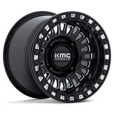4) KMC KS242 AZTEC UTV BEADLOCK GLOSS BLACK MILLED RIMS: 15x8