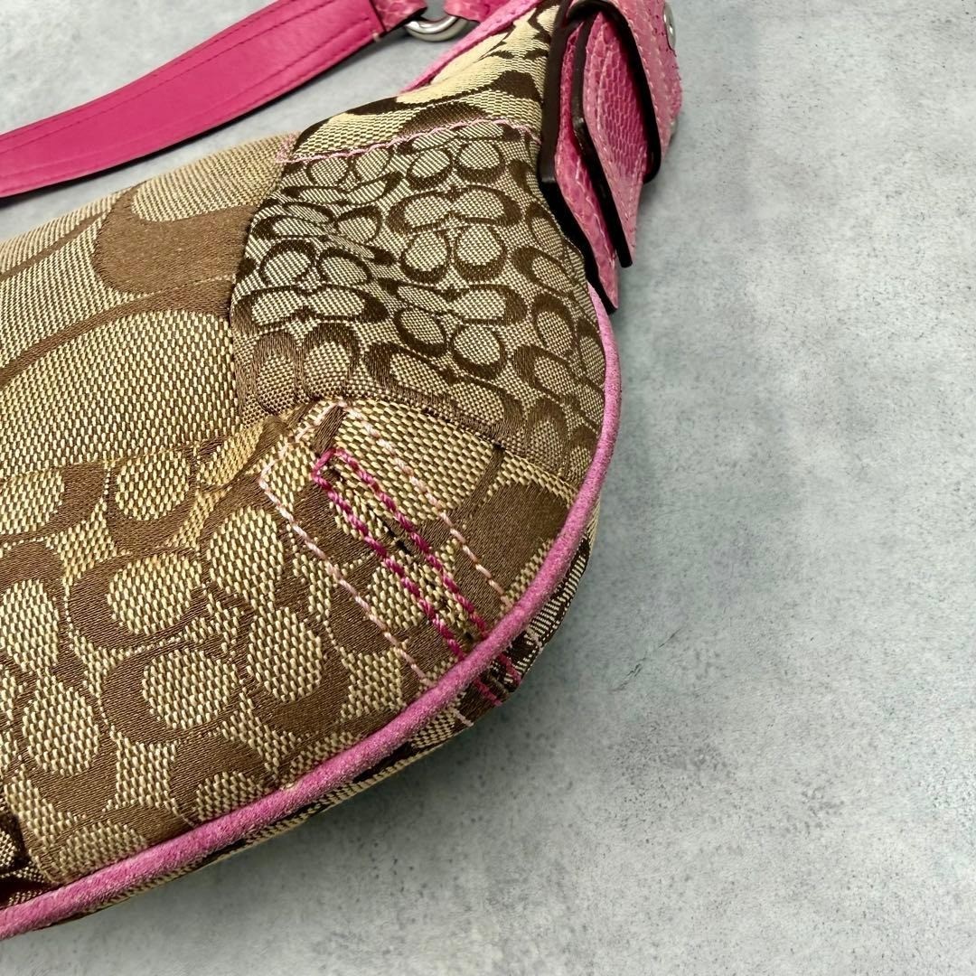 COACH 3680 Y2K Vintage Patchwork Hobo Shoulder Bag Pink Canvas