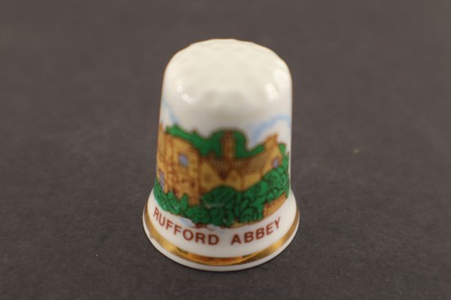 Bone China Thimble RUFFORD ABBEY with Trees Sewing Souvenir England - Picture 2 of 4