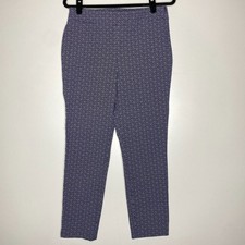 Talbots Chatham Ankle Pants Navy Blue White Polka Dot Women's Size 10