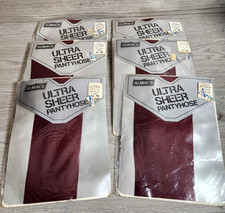 Lot of 6 Vintage Ultra Sheer Pantyhose Red Wine Color 100-135 LBS One Size 5'-5"
