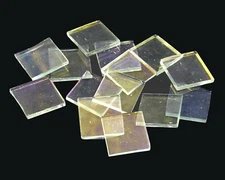 Clear Icicle Iridized Squares | Fusible 96 | Mosaic Glass Tile Shapes 