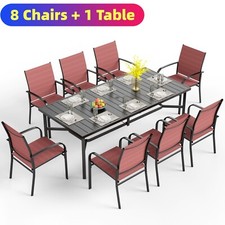 9 Piece Outdoor Dining Furniture Set Patio Table Chairs Set Garden Metal Table