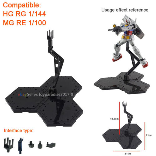 Base de acción negra para 1/144 1/100 Gundam Model Kit Bandai HG MG Hobby - Imagen 4 de 6