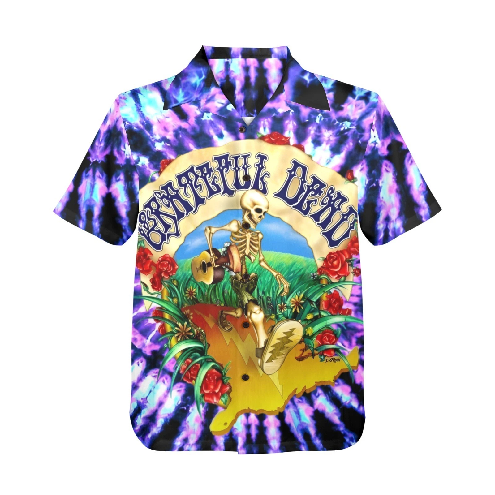Grateful Dead Hawaiian Button Shirt Tie Dye Men’s Clothing