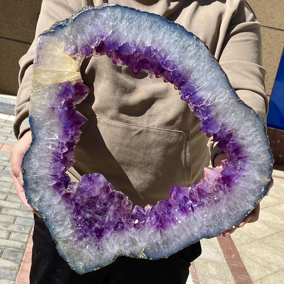 23 56lb natural beautiful agate geode crystal druzy slice extra large