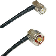 RFC195 Silver TNC Male Angle to N MALE ANGLE Coax RF Cable USA Lot