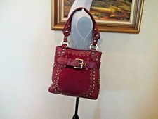 Isabella Fiore leather calfskin shoulder bag with Gold studs