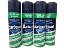 4 Cans of Barbasol Thick & Rich Shaving Cream with Soothing Aloe 10.5 oz Each 