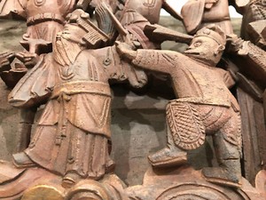 Antique CHINESE WOOD CARVING Immortals Scholars Rare Provenance FUJUAN QING