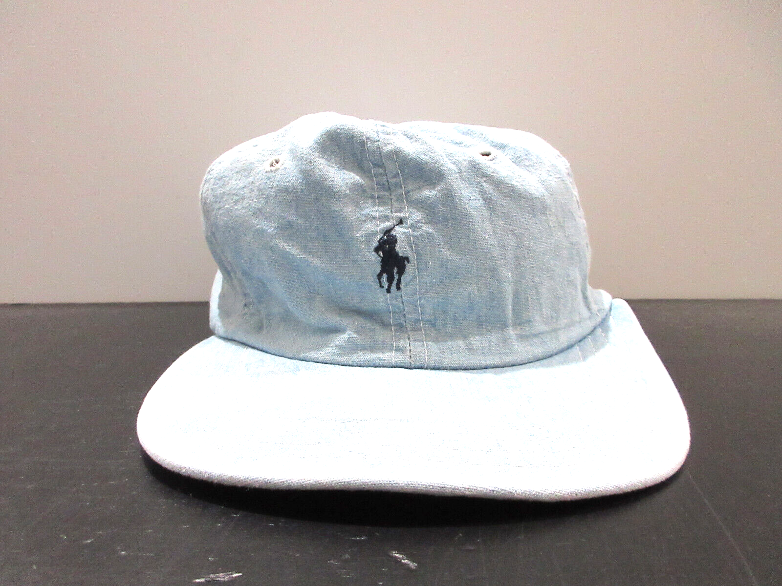 VINTAGE Ralph Lauren Polo Cappello Berretto Cinghia Schiena Blu Pony Casual Baseball Uomo anni 90
