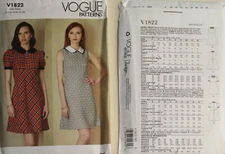 Vogue Pattern V1822 Misses Dress Empire Waist Peter Pan Collar Sleeve Variations