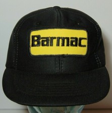Old Vintage 1980s BARMAC GARAGE DOORS PATCH BLACK SNAPBACK HAT TRUCKER HAT CAP