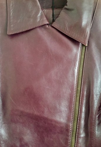 BOSS HUGO BOSS Women’s Maroon Leather Jacket - ‘LE974’ (Size 12) - Picture 7 of 10
