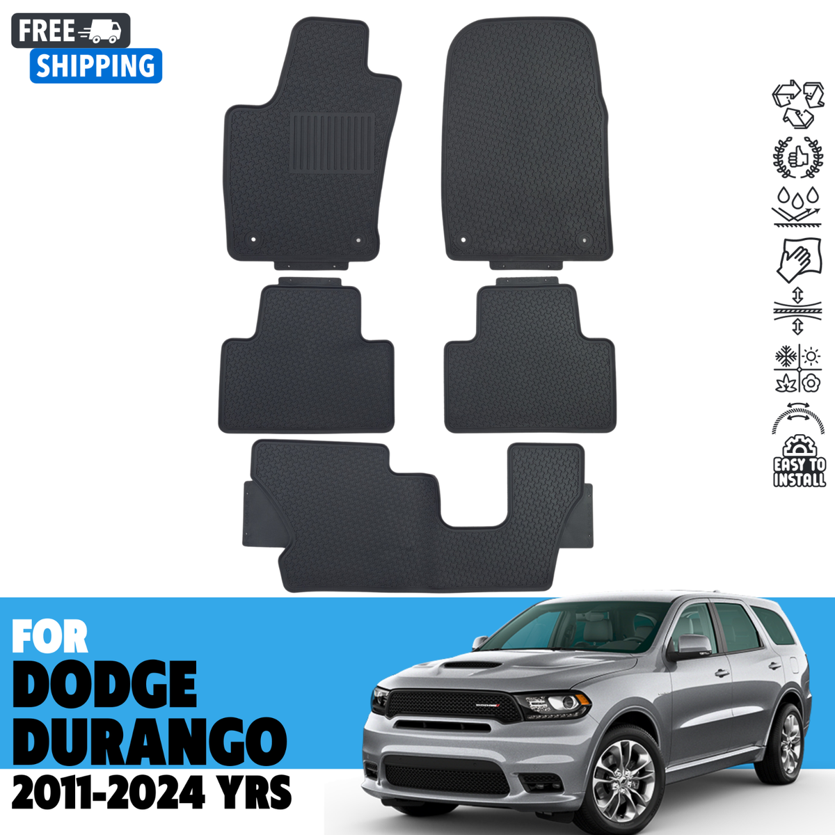 Floor Mats & Cargo Liner For 2011-2023 2024 Dodge Durango 2nd
