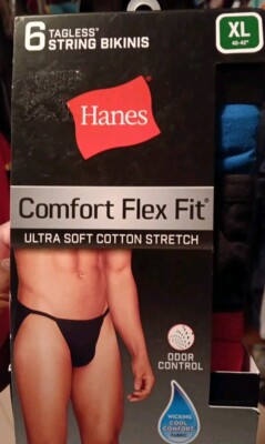 Hanes men Tagless String Bikinis Comfort Flex Fit 6 pair  Packages XL