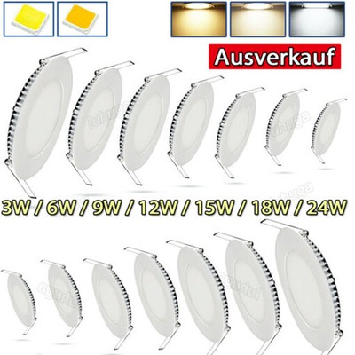 3W 9W 12W 15W 18W 24W LED Panel Downlight Einbauleuchte Deckenleuchte Ultraslim 
