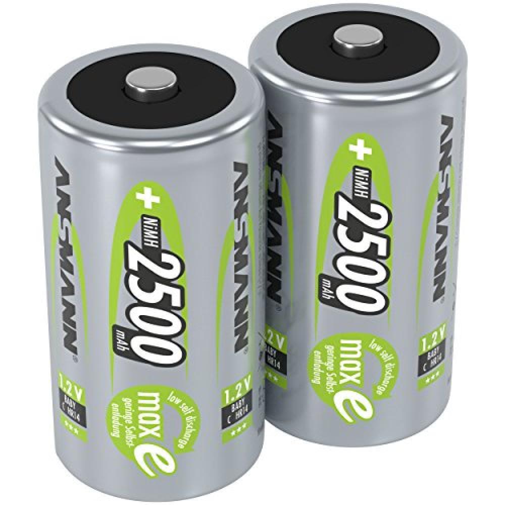 (TG. 2 Batterie) ANSMANN 2x Batterie ricaricabili stilo Baby C - 2500 mAh 1,2 V