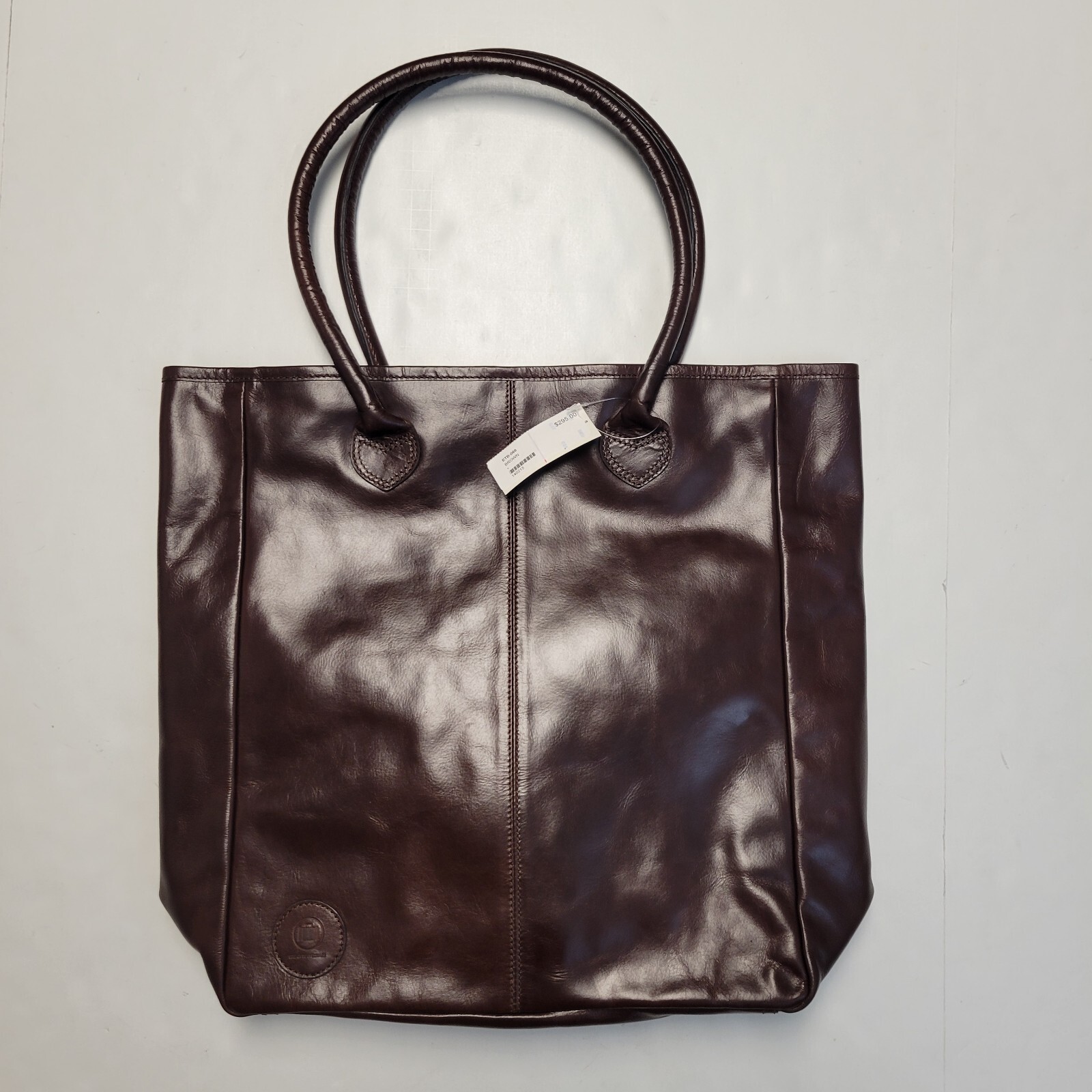 Brown Leather Glossy Tote Bag for Men – New with Tags $295