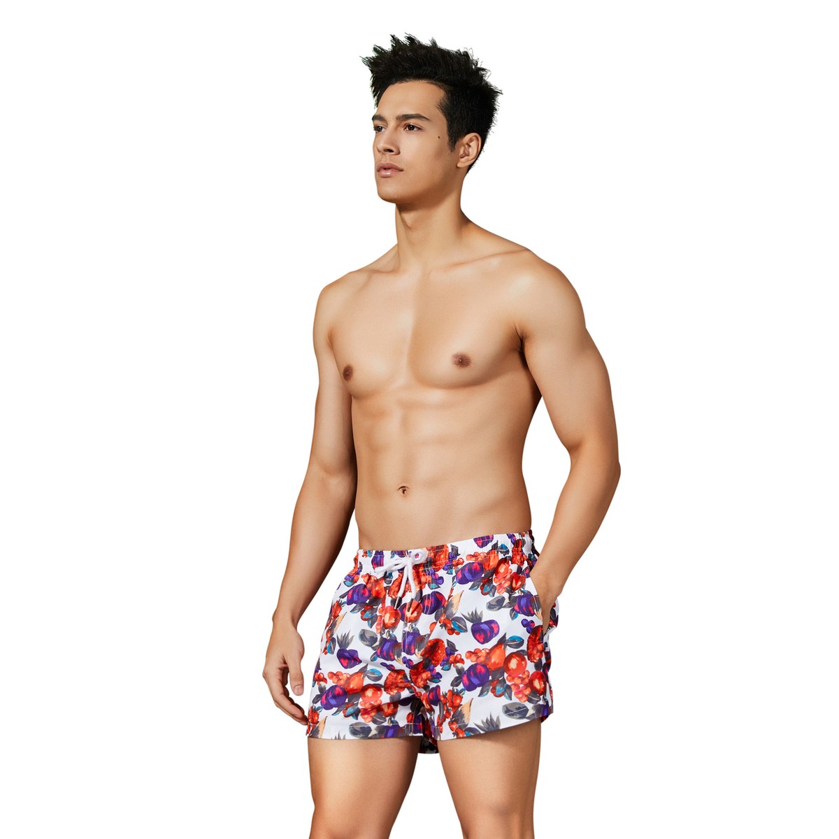 Zonbailon Men's Casual Printed Swimsuit Beach Flat Corner