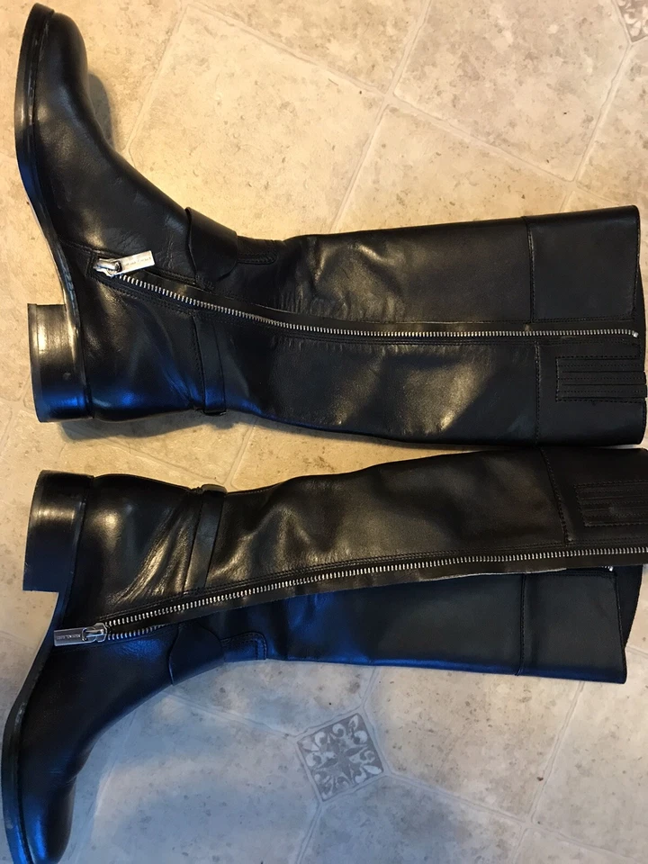 Кожаные сапоги для верховой езды MICHAEL Michael Kors Fulton высотой до колена 6,5 черные - Изображение 3 из 4