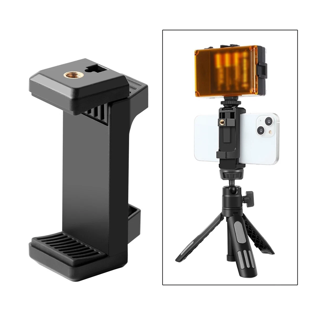 Phone Clamp Universal Width Range 6.2cm to 9.2cm Tripod Mount Vertical Bracket