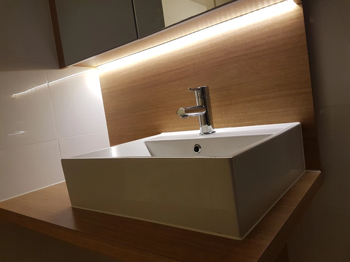 Led lighting under bathroom cheap vanity