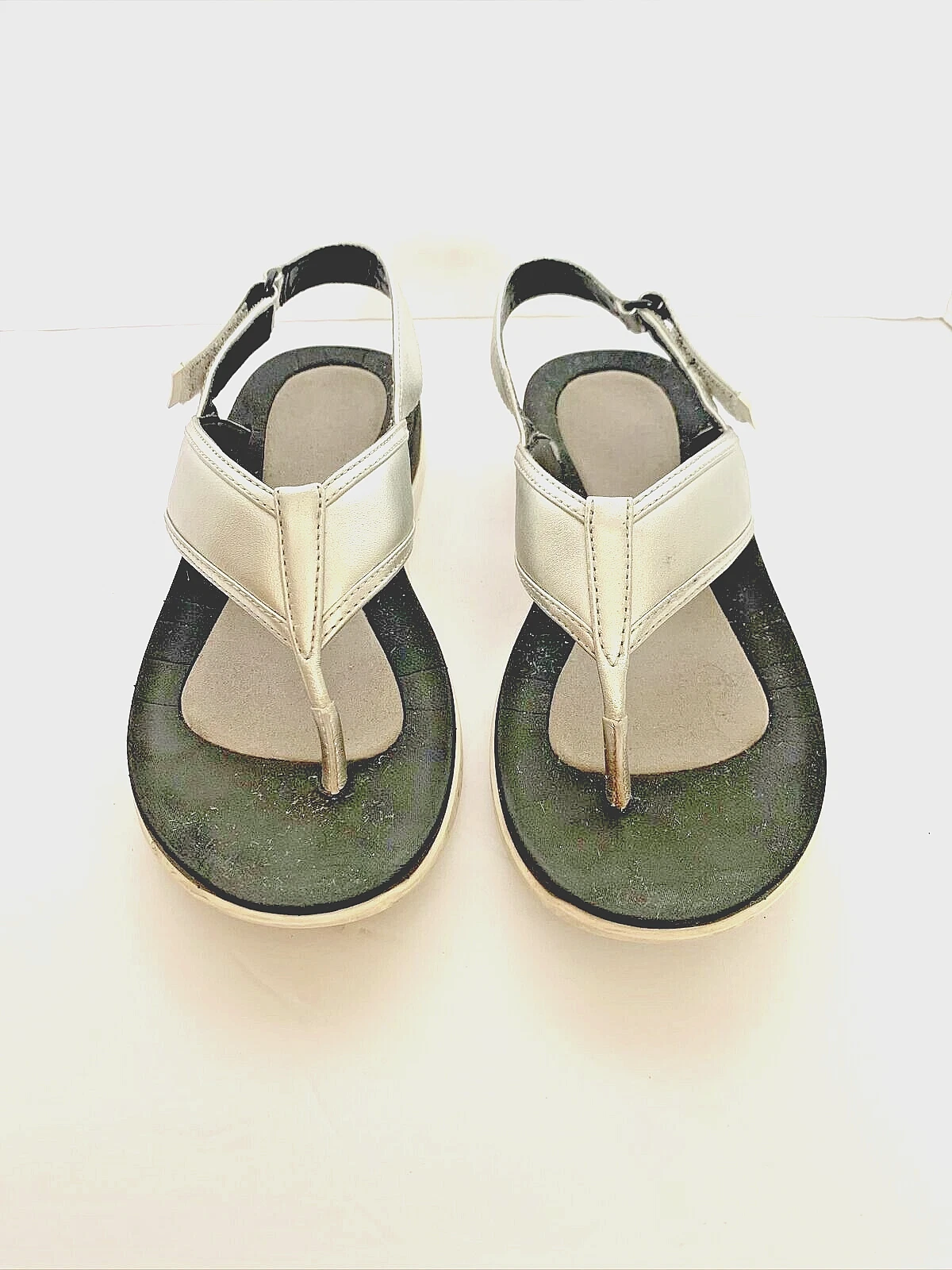 Sandali argento Clarks punta perizoma con chiusura gancio e anello taglia 8