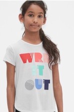 Gap Kids Girls 12 Gapfit Graphic Tee Work It Out Strappy Top NEW