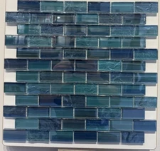 LM-2672 1x2 Teal Azulca Glass Mosaic - 10 sheets