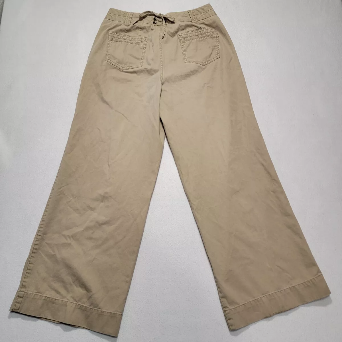 Caribbean Joe Beach Pants Womens 8 Khaki Tie Back Pockets 100