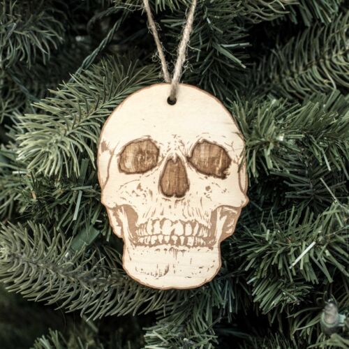 Ornament - Skull - Raw Wood 3x4in - Afbeelding 1 van 3